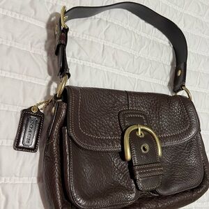 Vintage Y2K Coach Soho Flap Buckle  Brown Leather Shoulder Bag